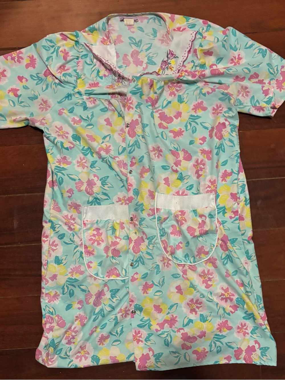 Girls Floral Short-Sleeve Pajama Nightshirt - Pink & Aqua